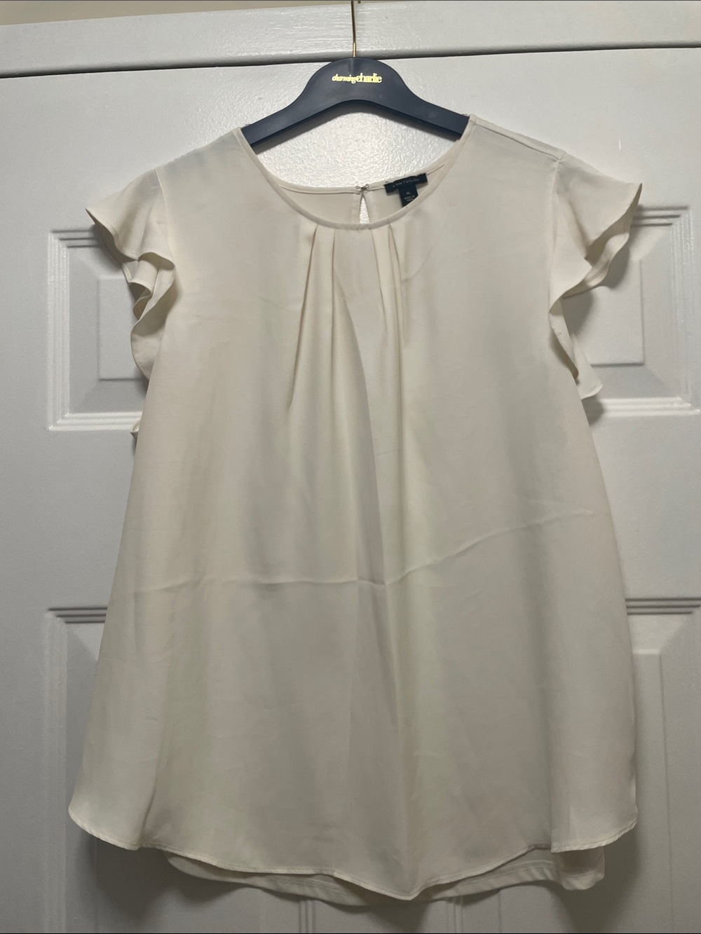 Ann Taylor Cream Ruffle Sleeve Blouse